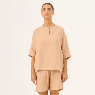 Maple Sugar Linen Clover Pyjama Set - Linen Tales USA 