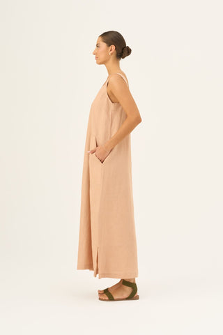 Maple Sugar Linen Fugue Dress - Linen Tales B2B 3