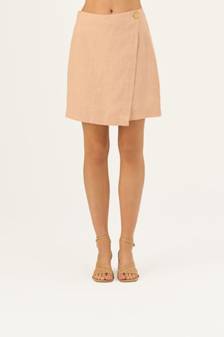 Maple Sugar Linen Lumen Skirt - Linen Tales B2B 
