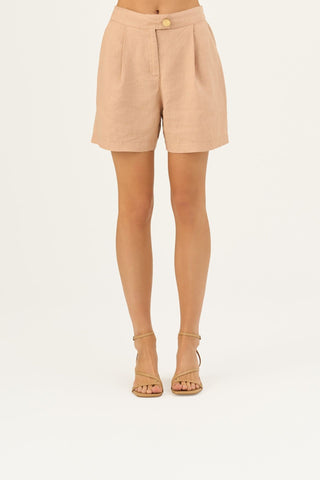 Maple Sugar Linen Mirabilis Shorts - Linen Tales B2B 