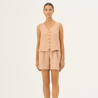 Maple Sugar Linen Mirabilis Shorts - Linen Tales B2B 
