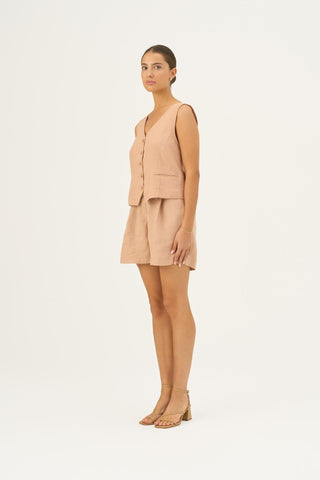 Maple Sugar Linen Pasodoble Vest - Linen Tales B2B 