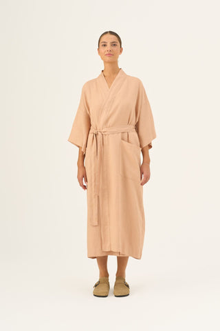 Maple Sugar Linen Summer Bathrobe - Linen Tales USA 11