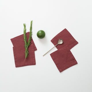 Marsala Linen Coasters Set of 4 - Linen Tales B2B 