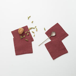 Marsala Linen Coasters Set of 4 - Linen Tales B2B 