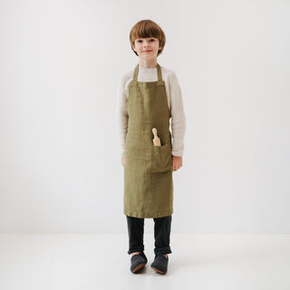 Martini Olive Kids Linen Daily Apron - Linen Tales B2B 
