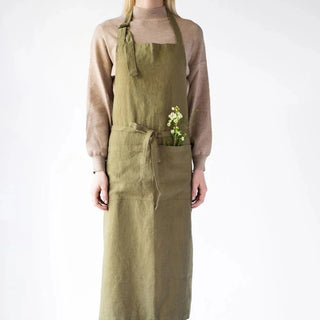 Martini Olive Linen Chef Apron - Linen Tales B2B 