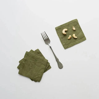 Martini Olive Linen Coasters Set of 4 - Linen Tales 