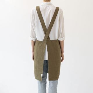 Martini Olive Linen Crossback Apron - Linen Tales B2B 
