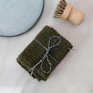 Martini Olive Linen Dishcloth Set of 2 - Linen Tales B2B 
