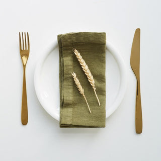 Martini Olive Linen Napkins Set of 2 - Linen Tales B2B 