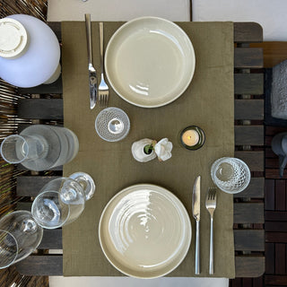 Martini Olive Linen Table Runner - Linen Tales B2B 2