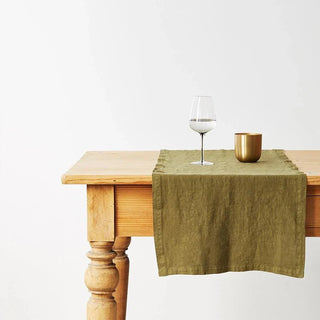 Martini Olive Linen Table Runner - Linen Tales B2B 1