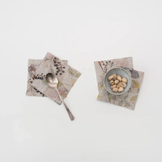 Meadow on Natural Linen Coasters Set of 4 - Linen Tales B2B 