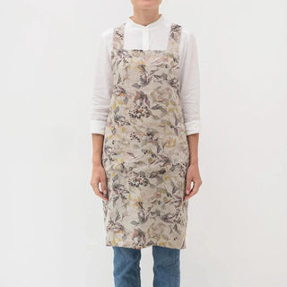 Meadow on Natural Linen Crossback Apron - Linen Tales B2B 