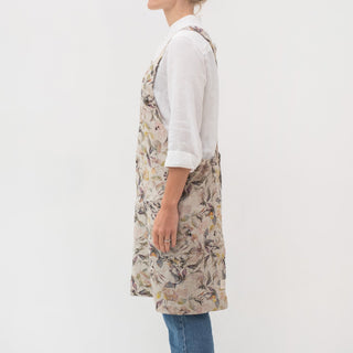 Meadow on Natural Linen Crossback Apron - Linen Tales B2B 