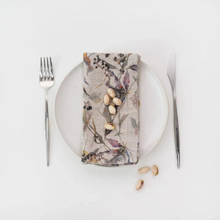 Meadow on Natural Linen Napkins Set of 2 - Linen Tales B2B 