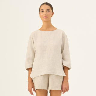 Melange Linen Bilberry Top - Linen Tales B2B 