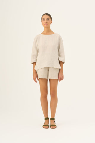Melange Linen Bilberry Top - Linen Tales B2B 