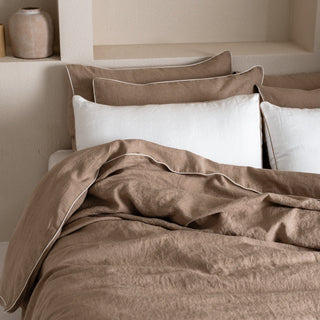 Melange Linen Duvet Cover Set with White Piping - Linen Tales USA 2