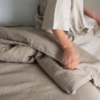 Melange Linen Duvet Cover Set with White Piping - Linen Tales USA 6