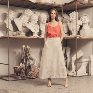 Melange Linen Gardenia Skirt - Linen Tales B2B 