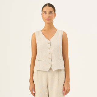 Melange Linen Pasodoble Vest - Linen Tales B2B 