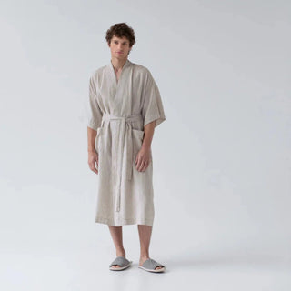 Melange Linen Summer Bathrobe - Linen Tales B2B 