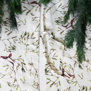 Mistletoe Linen Christmas Tree Skirt - Linen Tales USA 6