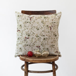 Mistletoe on Light Natural Linen Cushion Cover - Linen Tales B2B 