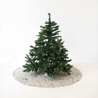 Mistletoe on Natural Linen Christmas Tree Skirt - Linen Tales B2B 1