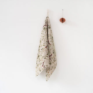 Mistletoe on Natural Linen Kitchen Towel - Linen Tales B2B 