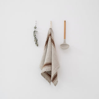 Mocca Stripe Vintage Linen Kitchen Towel - Linen Tales B2B 