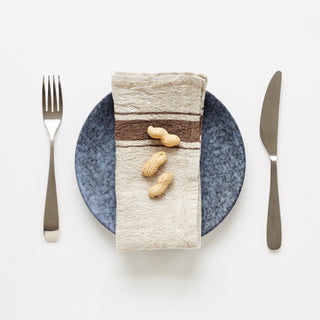 Mocca Stripe Vintage Linen Napkins Set of 2 - Linen Tales B2B 