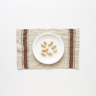 Mocca Stripe Vintage Linen Placemat - Linen Tales B2B 