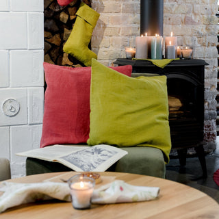 Moss Green Linen Cushion Cover - Linen Tales B2B 4