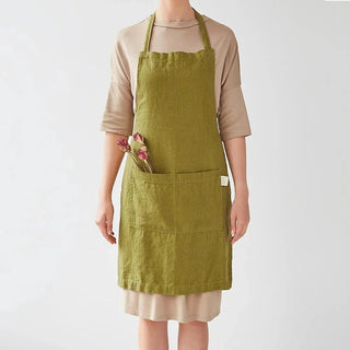 Moss Green Linen Daily Apron - Linen Tales B2B 