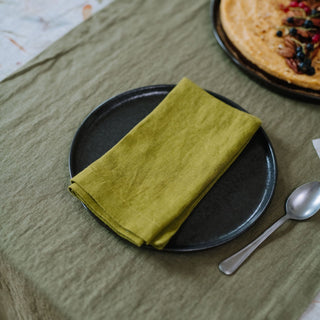 Moss Green Linen Napkins Set of 2 - Linen Tales B2B 