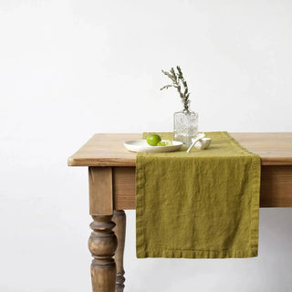 Moss Green Linen Table Runner - Linen Tales B2B 1