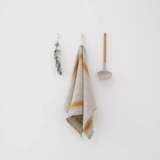 Mustard Stripe Vintage Linen Kitchen Towel - Linen Tales B2B 1