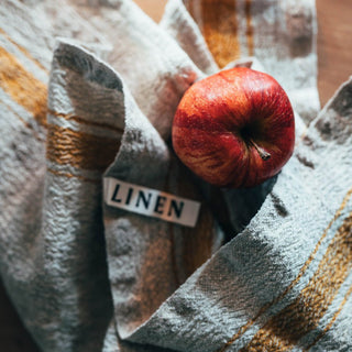 Mustard Stripe Vintage Linen Kitchen Towel - Linen Tales B2B 2
