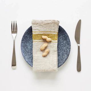 Mustard Stripe Vintage Linen Napkins Set of 2 - Linen Tales B2B 
