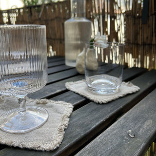 Natural Linen Coasters with Fringes Set of 4 - Linen Tales B2B 