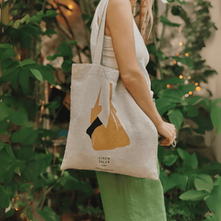 Natural Linen & Cotton Tote Bag with Bag Print - Linen Tales B2B 