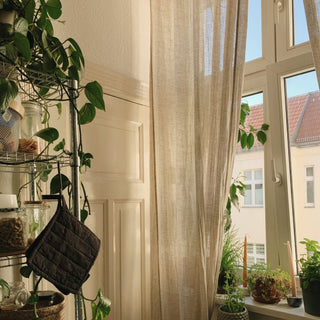 Natural Linen Daytime Tie Top Curtain Set of 2 - Linen Tales B2B 8