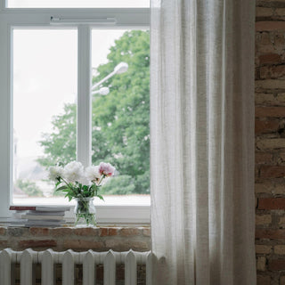Natural Linen Daytime Tie Top Curtain Set of 2 - Linen Tales B2B 