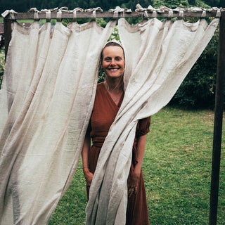 Natural Linen Daytime Tie Top Curtain Set of 2 - Linen Tales B2B 10