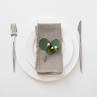 Natural Linen Napkins with Fringes Set of 2 - Linen Tales B2B 