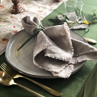 Natural Linen Napkins with Fringes Set of 2 - Linen Tales B2B 3