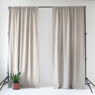 Natural Linen Night Time Rod Pocket Curtain Set of 2 - Linen Tales B2B 